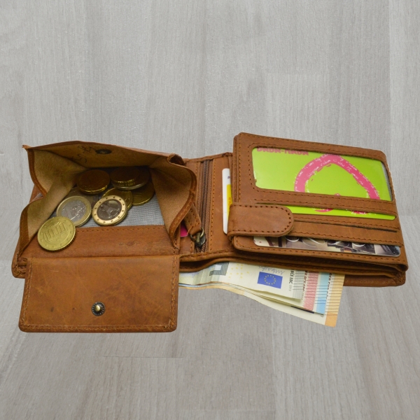 Voll Leder Geldbörse mit RFID Schutz Folie Motorrad Biker Rocker